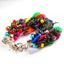 Bracelet Metal Lobster Clasp on Chain Macrame Cord Black Shiny Faceted Multicolor Stone Circles