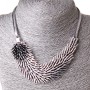 Necklace Silver Hedgehog Pendant, Steel (15x3cm), Silver Rhinestone, 40-50cm Length