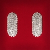 (45x25mm) Women's Stud Earrings, White Rhinestones, Light Metal, Wedding, Evening, Oval Elongated, Large