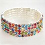Stretch Bracelet, Five-Row, Multicolor Rhinestones, 17-18cm Circumference