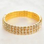 Three-Row Stretch Bracelet, Yellow Shining Rhinestones, 17cm Circumference