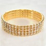 Four-Row Stretch Bracelet, Yellow Rhinestones, 16-17 cm Circumference