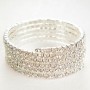 Spiral Bracelet, 5 Coils, White Rhinestones, 18-22cm Circumference