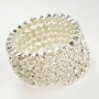 Spiral Wrap Bracelet, 5 Coils, White Rhinestones, 18-22 cm