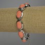 Clearance Bracelet Pink Coral (artificial) oval in a metal setting 20x14mm+- toggle clasp 19-23cm