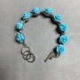 Bracelet Blue Roses, Polymer Clay, Toggle Clasp