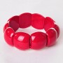 Coral (Pressed) Bracelet, Square Stones on Elastic, Convex "Link" 1.8x2.1cm