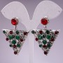 Crystal Earrings, 4 cm, Elegant, Green and Red Rhinestone Triangles