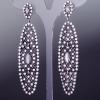 White Crystal Earrings, "Net" Style, Silver Tone