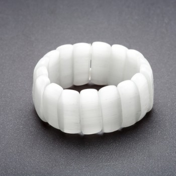 Cat's Eye Bracelet on Elastic Band, Pearl "Link" Color 25x11mm