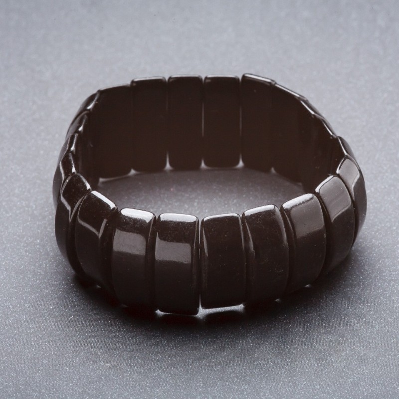 Elastic Bracelet Black (pressed) Agate "Link" 21x9mm