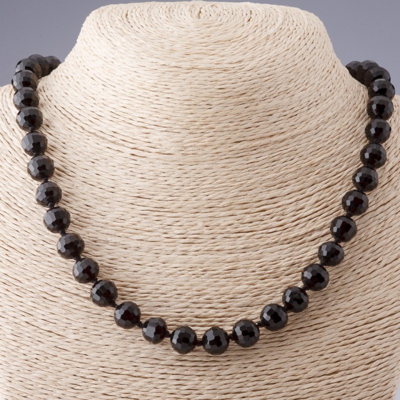 Agate Beads (single) Czech Glass Black Faceted Round Bead, 10mm, 68cm long