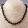 Agate Beads (single) Czech Glass Black Faceted Round Bead, 10mm, 68cm long