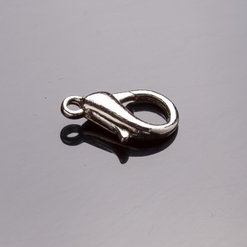 Price per Pack/10 pcs. Lobster Clasp 1.4x0.8 cm, Gray Metal