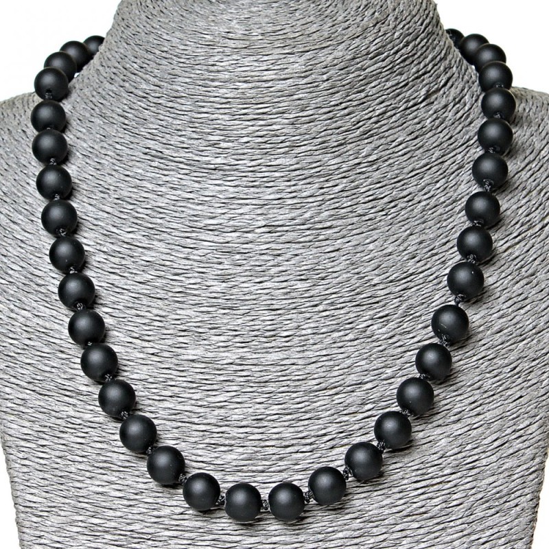 Shungite Necklace (Synthetic), 10mm Diameter, 50cm Length