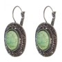 Clearance Earrings Jade in Silver Setting "droplet silver" Oval Stone 2.5×1.9 cm, length 3.5 cm