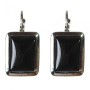 Clearance Earrings AGATE smooth setting rectangular stone 2.3×1.8 cm, length 3.5 cm
