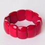 Coral (Pressed) Bracelet, Rectangular Stones on Elastic, "Link" 1.7x2.5cm