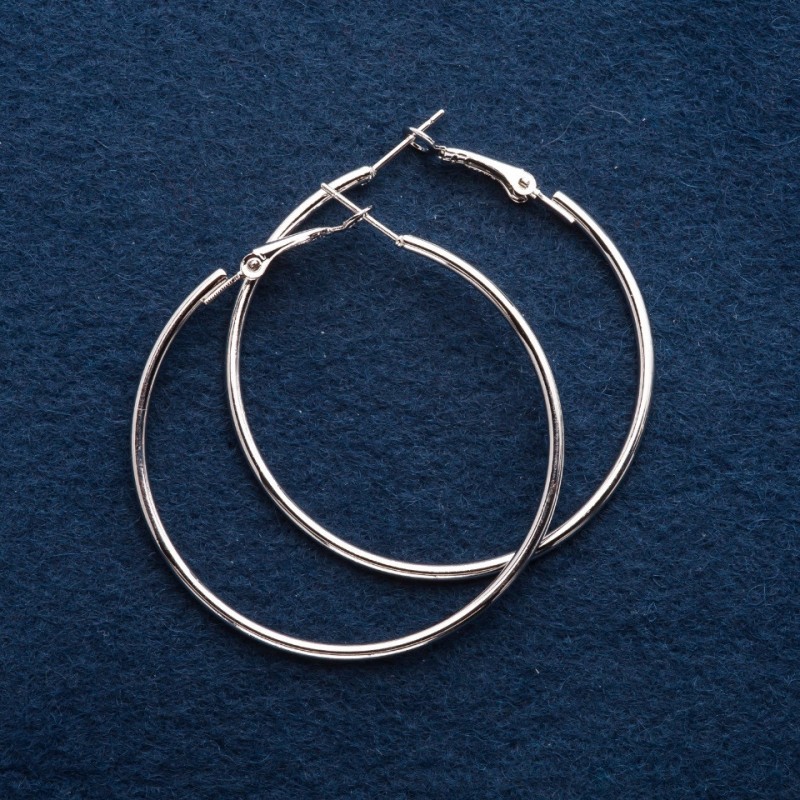 Ring Earrings, 5cm Diameter, Silver