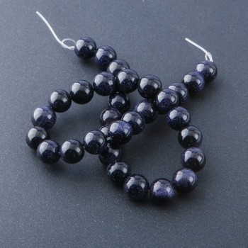 Natural Stone Beads on Strand Aventurine Blue Sand Night of Cairo, 12mm Diameter, 37cm