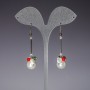 Long "Pearl" (imitation) Earrings with Colored Czech Crystal, length 6 cm