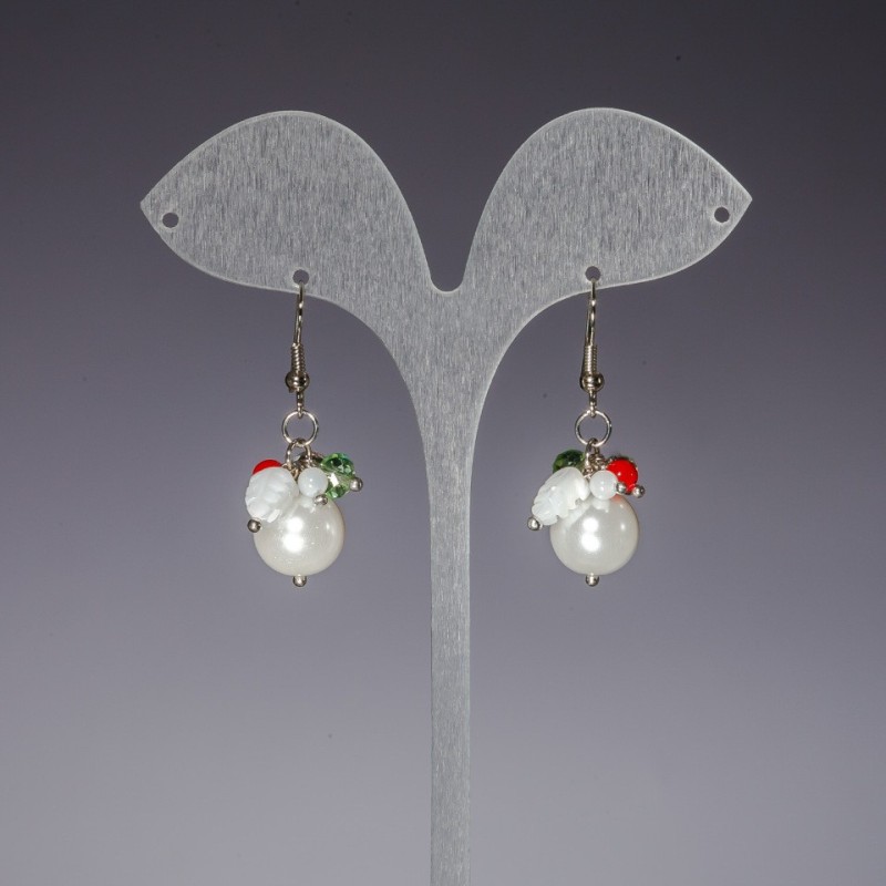Dangle Earrings "Pearl" (imitation), length 4.5 cm