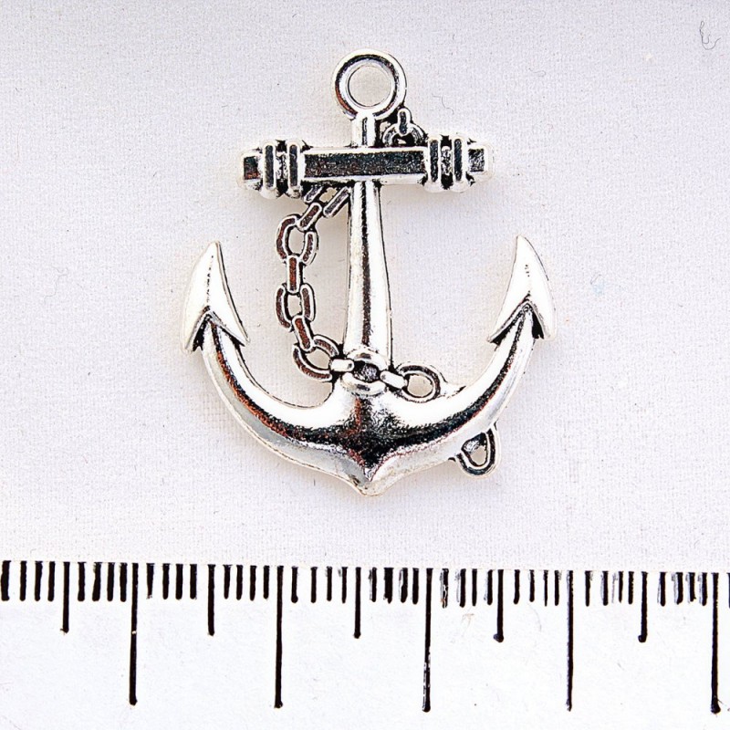 Findings Anchor Pendant with Chain 27x27mm pack of 6
