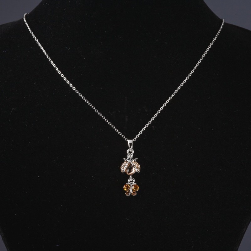 Ladybug Pendant on Chain, Chain Length 55cm, Pendant Length 3.5cm