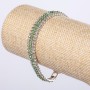 Rhinestone Clasp Bracelet "Emerald Scatter" (4 Rows), 19 x 1cm, Silver Tone