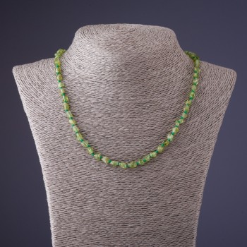 Chrysoprase Bead Necklace with Natural Stone, faceted drops, length 45cm
