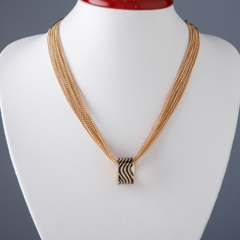 Necklace on Chains with "Ring" Pendant, 45cm Length, Metal Color