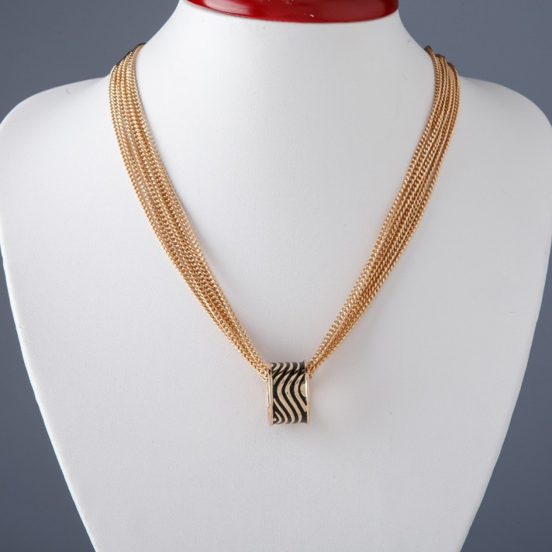 Necklace on Chains with "Ring" Pendant, 45cm Length, Metal Color