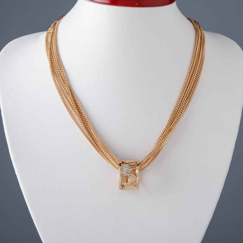 Necklace on Chains with "Ring" Pendant, 45cm Length, Metal Color