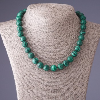 Malachite Necklace (Pressed), 44cm Length, 12mm Diameter