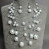 Necklace and Earrings Set "On the Strings of the Soul", Imitation Pearls on Wire, Length 50 cm