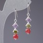 Earrings with Colorful Crystals "Traffic Light", 4cm Length