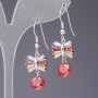 Earrings with Colorful Crystals "Bow", 4.5cm Length