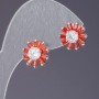 Red Crystal Earrings with White Center, 1.2cm Length