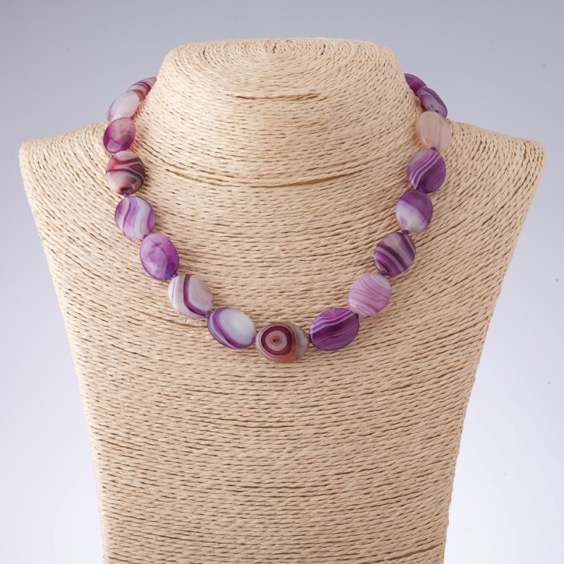 Agate Beads in Purple Tones Oval, 15×20mm, 43cm Length