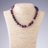 Purple Agate Beaded Necklace, Smooth Round Beads, 12mm Diameter, 44cm Length
