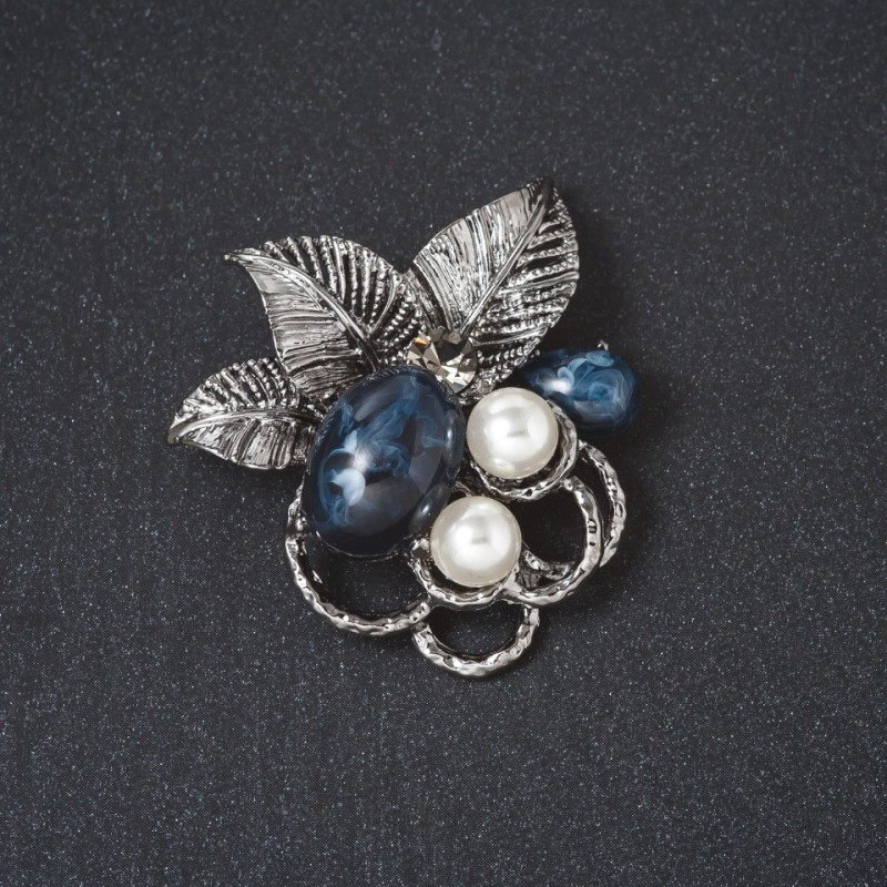 "Blueberry" Brooch, Silver-Tone Metal, 4.5cm