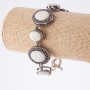 Clearance bracelet Mother-of-P Pearl setting "dot cross" oval stone bigger smaller 26*21 17*13mm 7 pcs total length 18-21cm