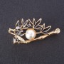 "Blooming Bamboo" Brooch, Floral, 5x2.5cm, Gold-Tone Metal