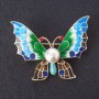 Butterfly Brooch, Colored Enamel, 5x4.5cm, Gold-Tone Metal, Insect Series