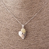 Pendant "Heart with Flowers" on Anchor Chain, 52cm Length, 2.5x1.7cm Diameter, Silver Matte Metal