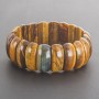 Tiger's Eye Bracelet on Elastic Band, rectangular link 2.5x1.2cm