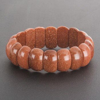 Aventurine "Golden Sand" Bracelet on Elastic Band, Rectangular Link 2x1 cm