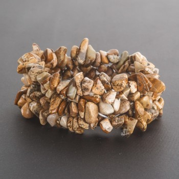 Picture Jasper Bracelet, "Stone Chip" Beads, on Elastic Band