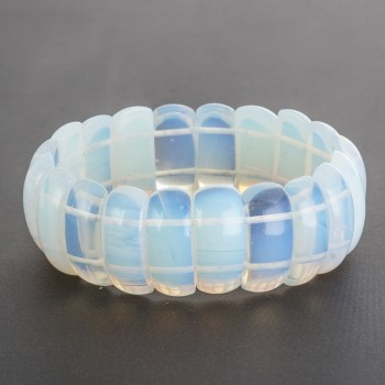 Moonstone Bracelet on Elastic Band, rectangular link 2.5x1cm