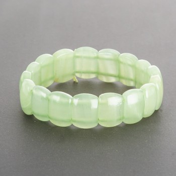 Green Onyx Bracelet on Elastic Cord, Rectangle Link 1.5x1.1cm
